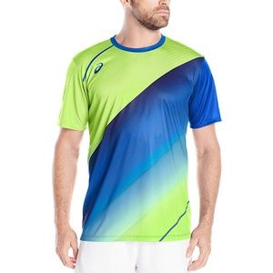 Men's Asics Jersey Shirt Yellow Royal Blue NWT